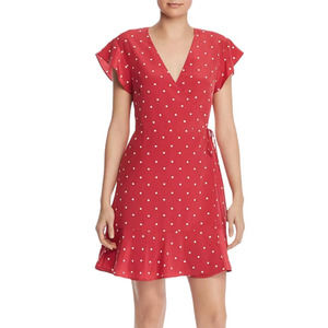 Rails Leanne Polka Dot Silk Wrap Dress in Raspberry Size M